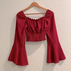 Bell Sleeved Burgundy Top- Size Medium